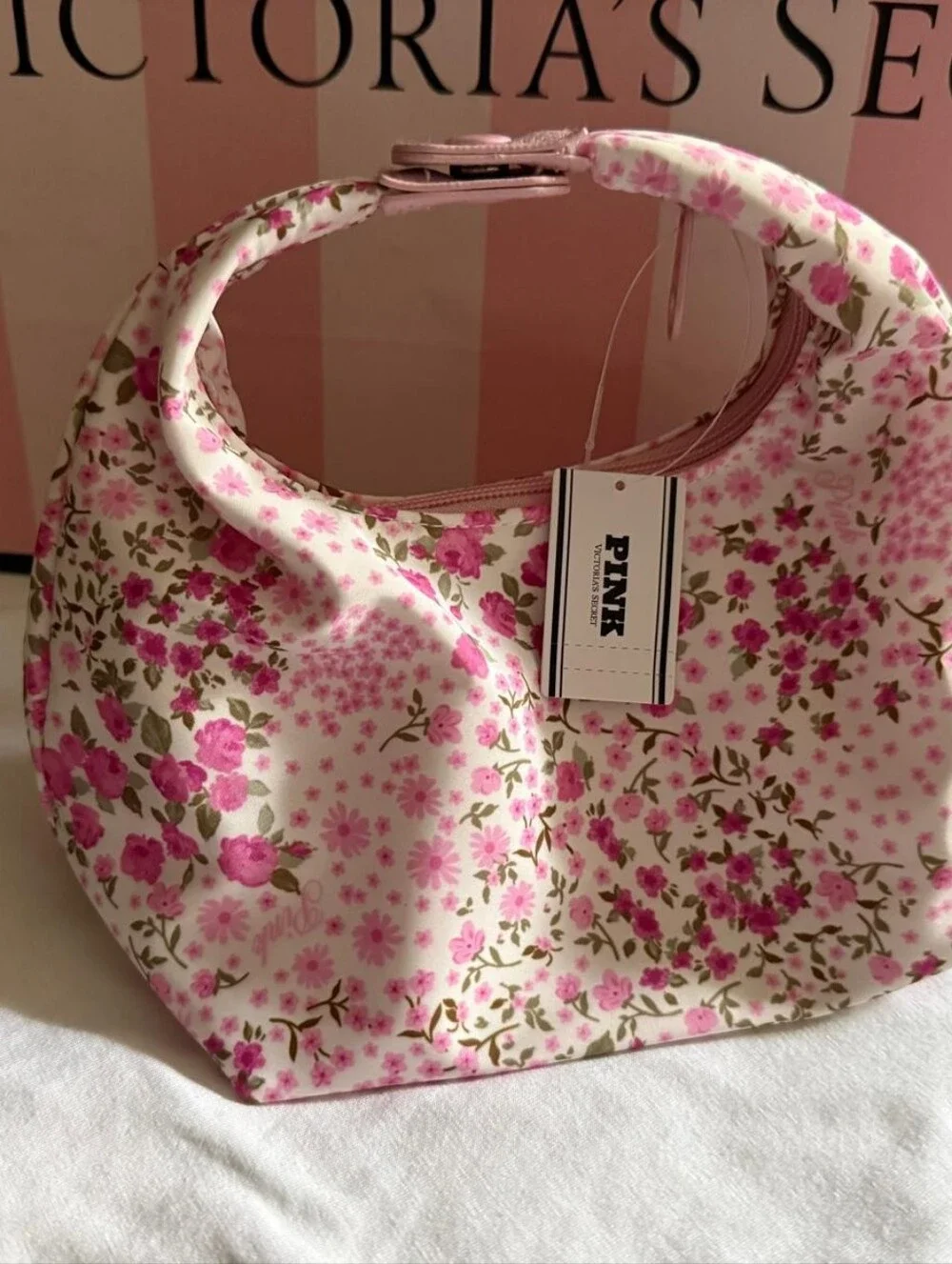 PINK Victoria's Secret Pink and Green Floral Hobo Bag